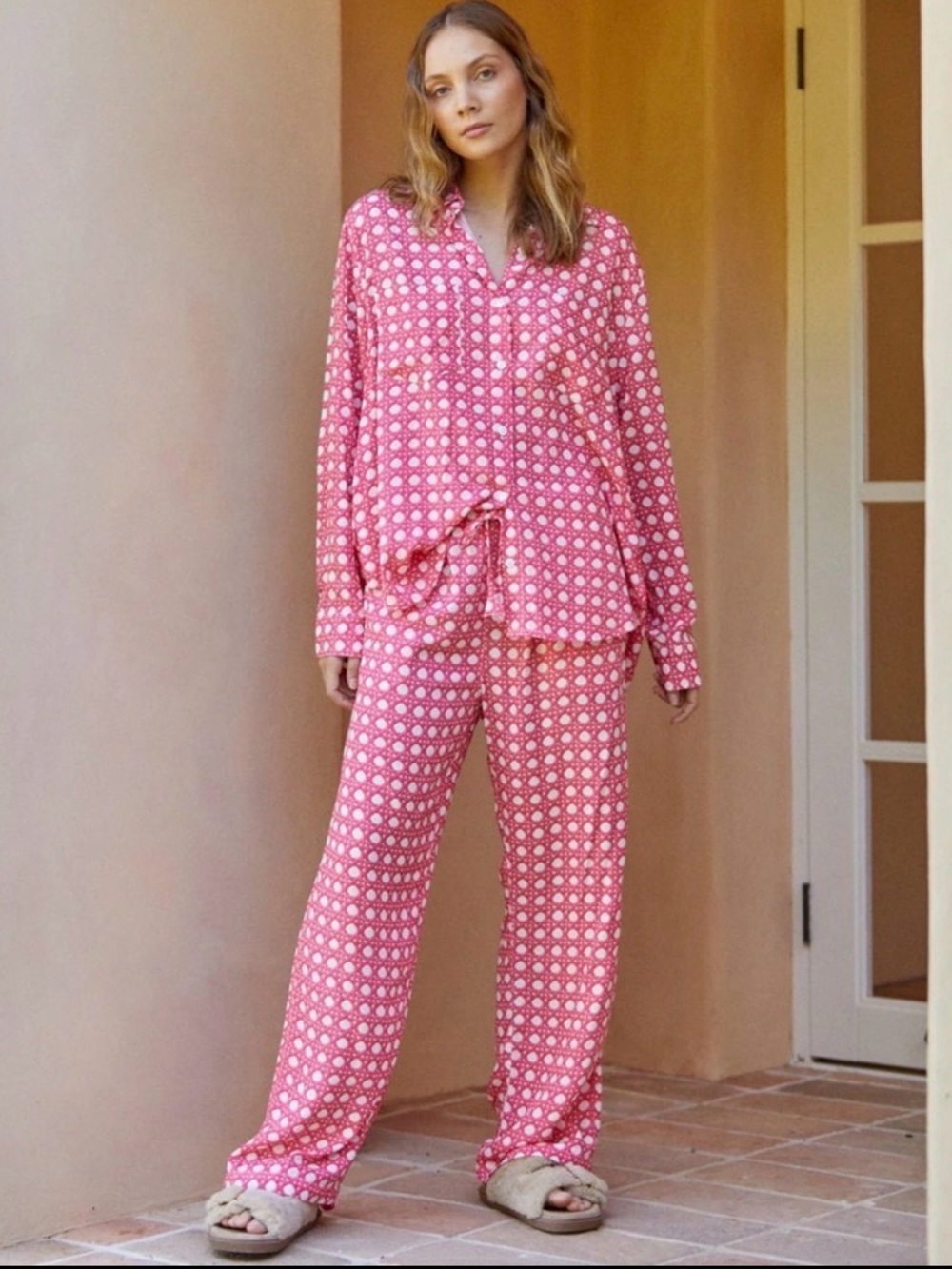 NWT Piyama XS (2-4) Marlon long sleeve and pants pajama set Rattan print